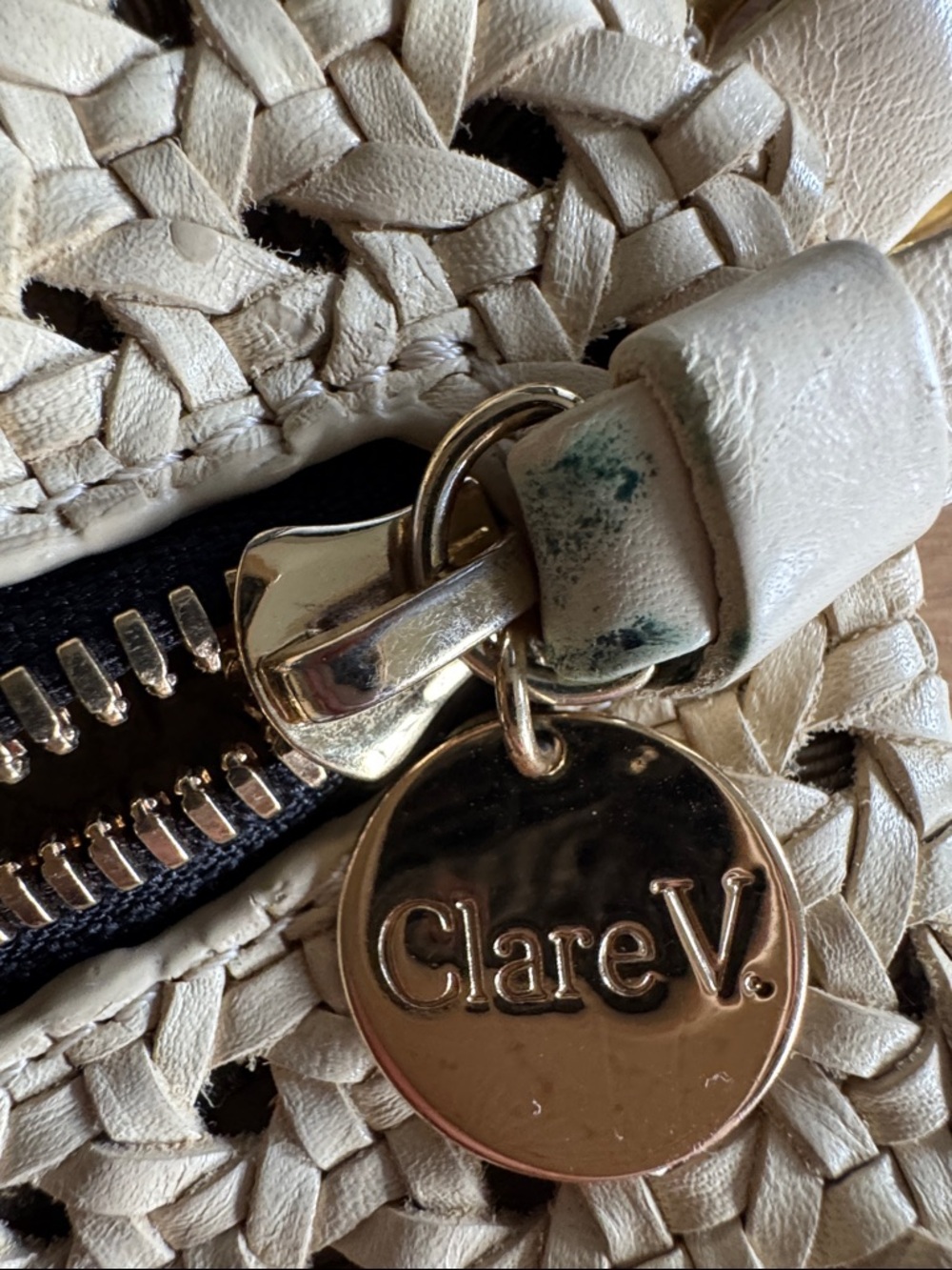 Woven Cream Crossbody/Fanny Bag with Front Zip and Adjustable Strap - Picture 4 of 5